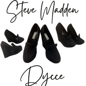 Steve Madden DYCCE Black Suede Platform Wedge Shoes